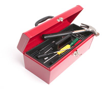 box of online website marketing consultant's tools